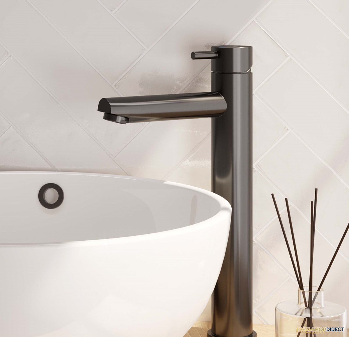 Wastafelmengkraan Brauer Gunmetal Edition Coldstart Opbouw Hoog Korte Ronde Hendel Geborsteld Gunmetal PVD – afbeelding 3