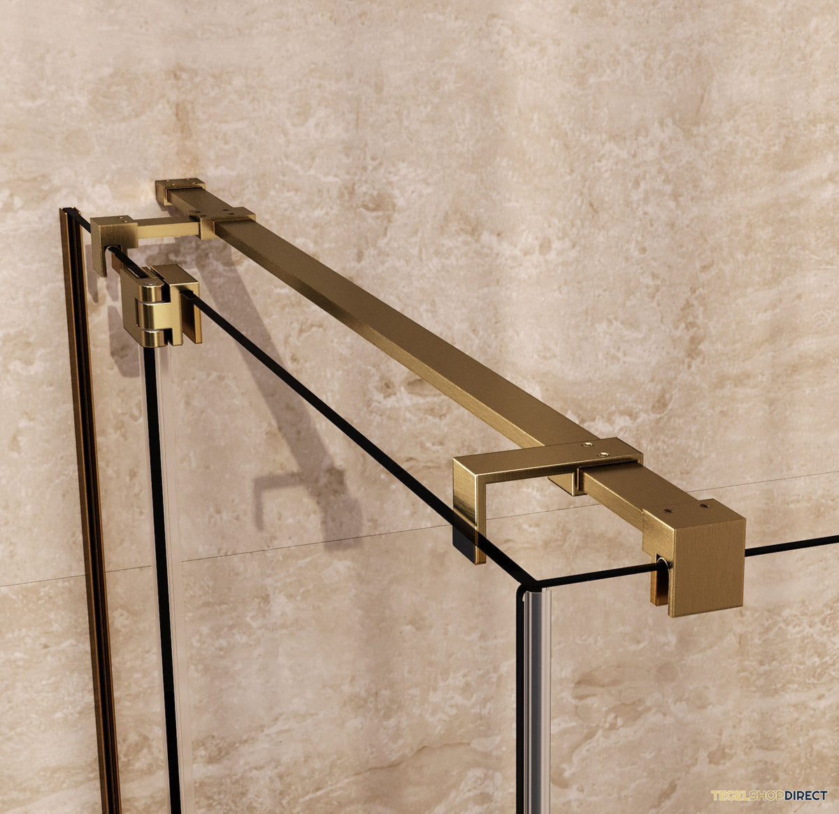 BRAUER Stellar douchecabine met draaideur helder glas 160x100x200 omkeerbaar incl. glascoating PVD goud geborsteld – afbeelding 4