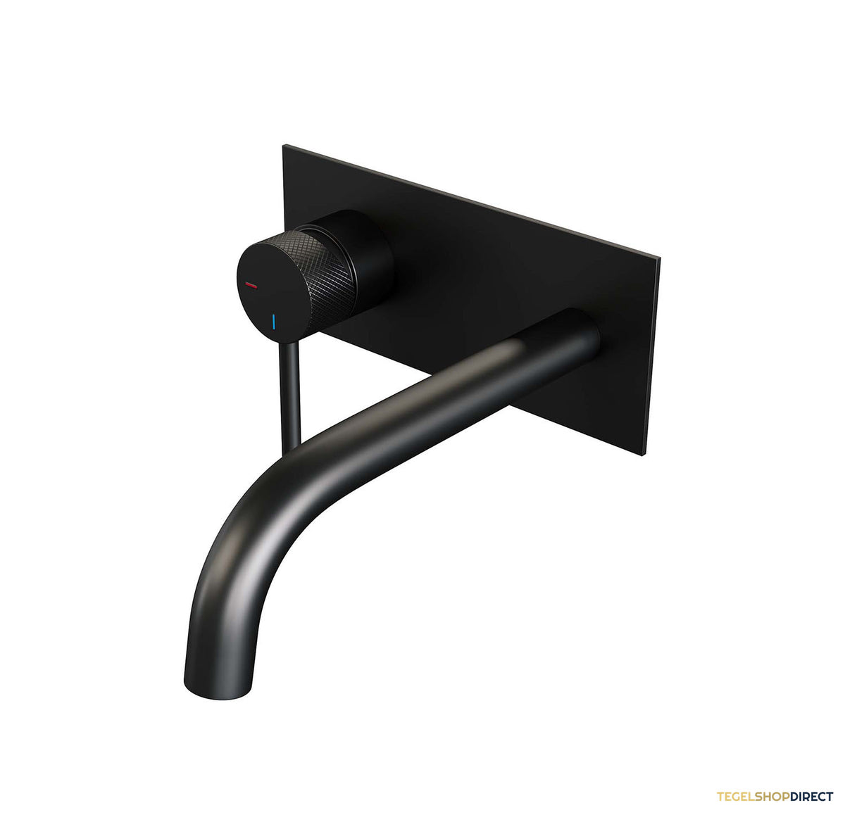 Inbouw Wastafelmengkraan Brauer Black Carving Coldstart Gebogen Uitloop Ronde Hendel Links Mat Zwart Met Afdekplaat