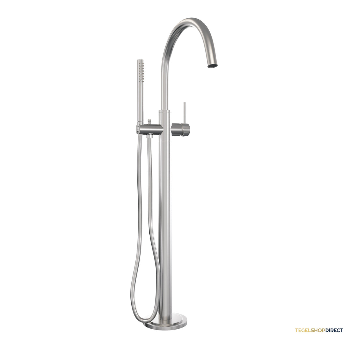 Brauer Stripe vrijstaande badmengkraan SET 01 met staaf handdouche en doucheslang RVS-kleurig geborsteld PVD – afbeelding 2