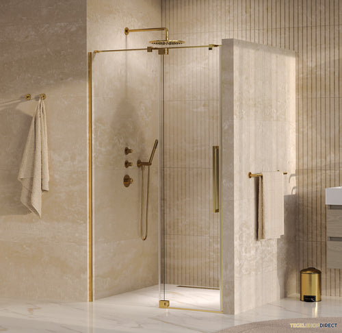 BRAUER Stellar nisdeur 2-delig draaiend helder glas 100x200 omkeerbaar incl. glascoating PVD goud geborsteld