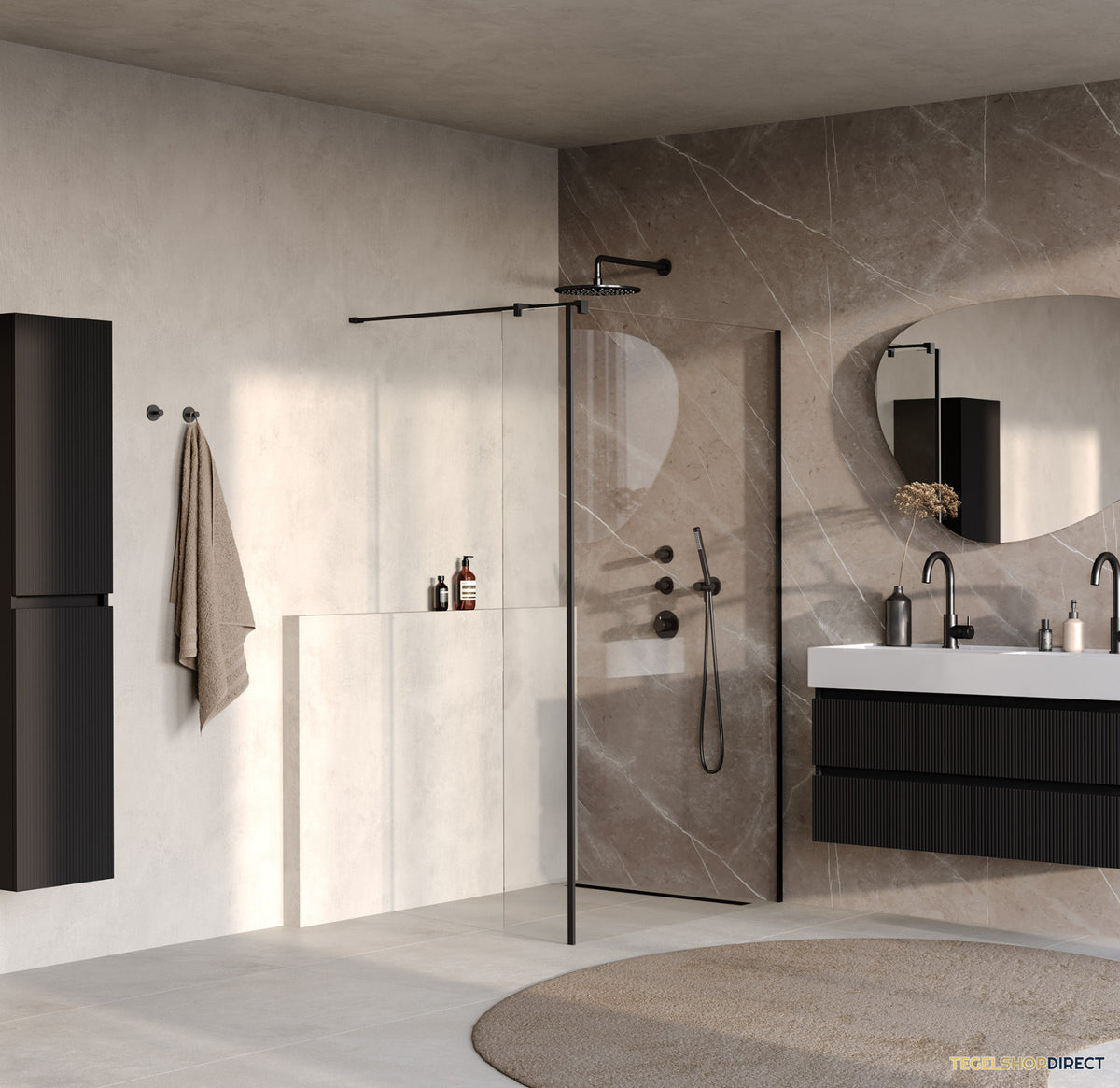 BRAUER Oblivion inloopdouche helder glas 120x200 met zijwand 30 incl. glascoating mat zwart – afbeelding 2