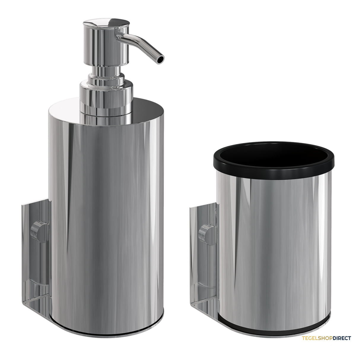 Zeepdispenser en Beker BRAUER Model A Incl. Wand Ophanging en Magnetisch opzetvlak Chroom