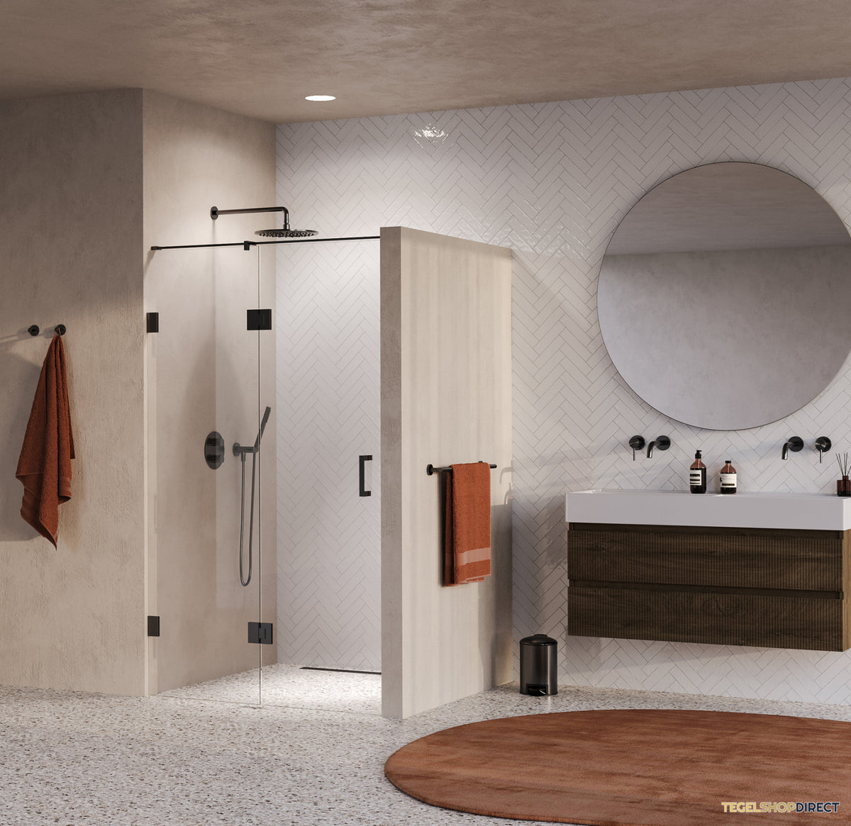BRAUER Void nisdeur 2-delig helder glas 120x200 omkeerbaar met draaideur 60 aan glas incl. glascoating PVD gunmetal – afbeelding 2