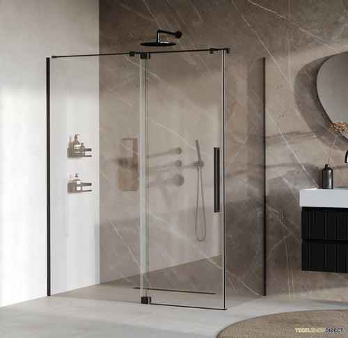 BRAUER Stellar douchecabine met draaideur helder glas 160x80x200 omkeerbaar incl. glascoating mat zwart