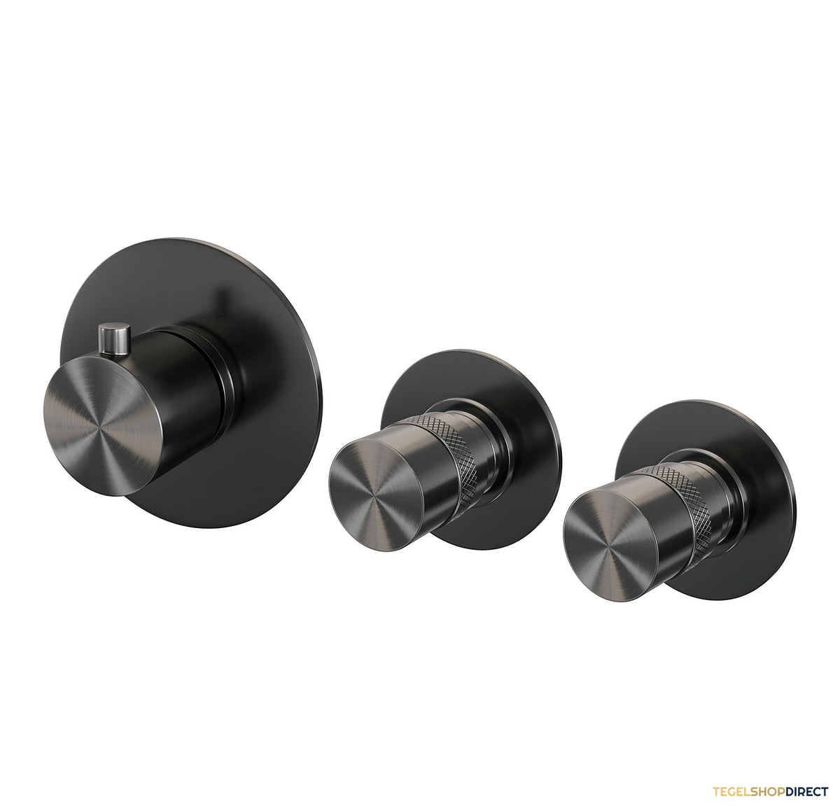 Inbouwthermostaat Brauer Gunmetal Edition en 2 Stopkranen Met in- en Afbouwdelen Geborsteld Gunmetal OUTLET