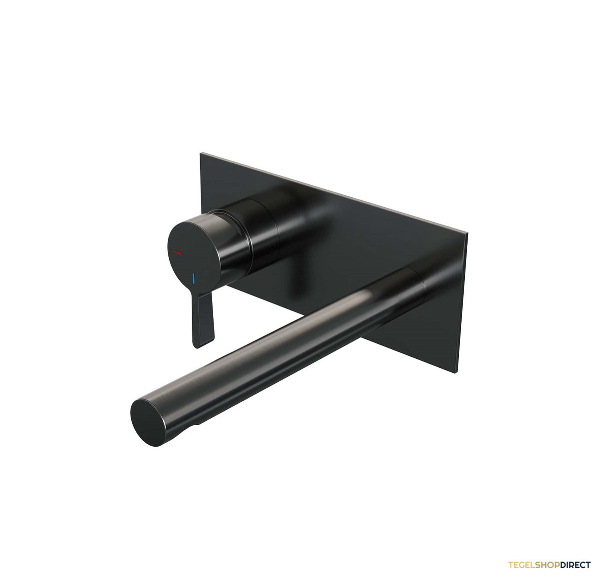 Inbouw Wastafelmengkraan Brauer Gunmetal Edition Coldstart Rechte Uitloop Halfronde Hendel Links Geborsteld Gunmetal PVD Met Afdekplaat