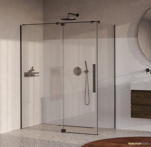 BRAUER Stellar douchecabine met draaideur helder glas 160x100x200 omkeerbaar incl. glascoating PVD gunmetal geborsteld
