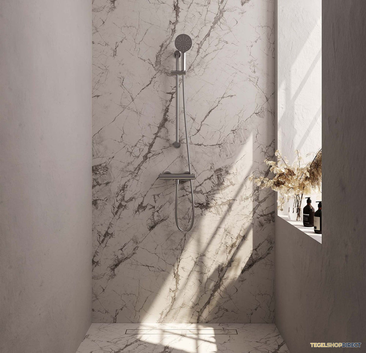 Douchekraanset Brauer Brushed Edition Opbouw Met Glijstang En Ronde Handdouche Geborsteld RVS – afbeelding 2