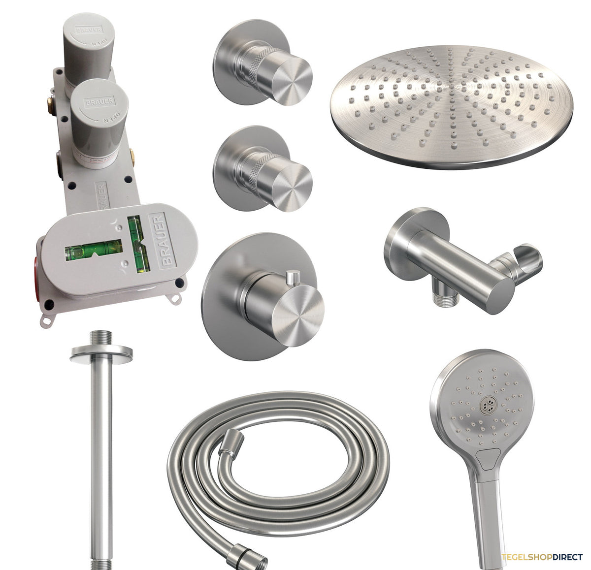Thermostatisch Inbouwdoucheset Brauer Brushed 30cm Hoofddouche Plafondarm 3 Standen Handdouche Geborsteld RVS – afbeelding 9