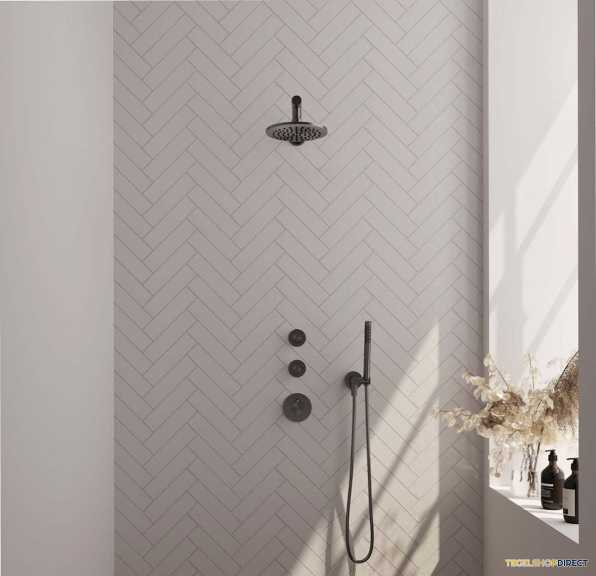 Thermostatische Inbouwdoucheset Brauer Carving Omstelknoppen Gunmetal (Alle Opties)