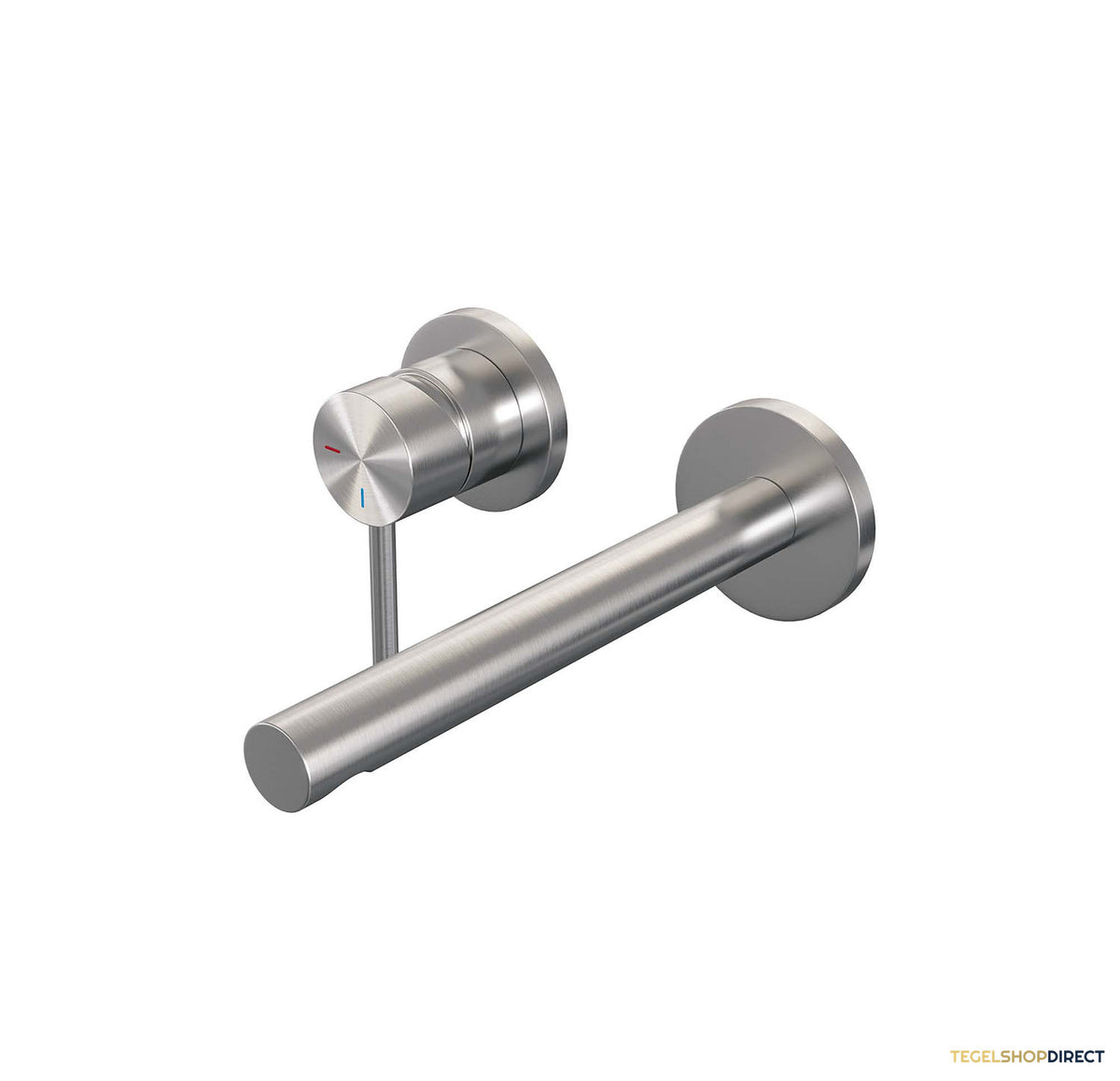 Inbouw Wastafelmengkraan Brauer Brushed Edition Coldstart Rechte Uitloop Ronde Hendel Links Geborsteld RVS PVD Met Rozetten