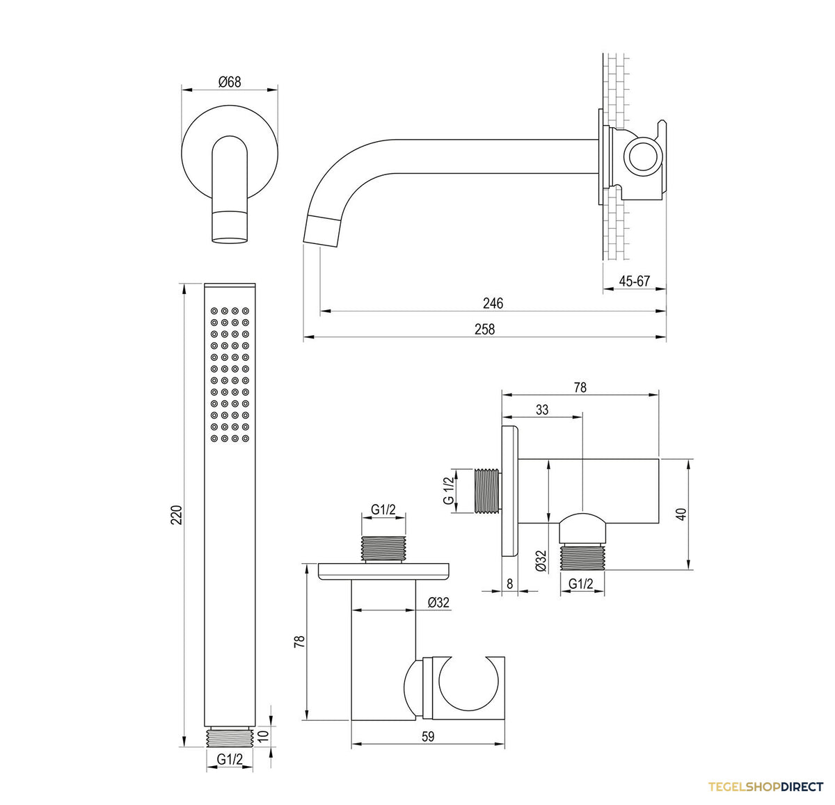 Inbouwthermostaatset Brauer Black Incl Baduitloop en Staafhanddouche Mat Zwart – afbeelding 9