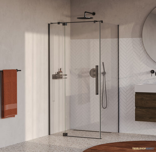 BRAUER Stellar douchecabine met draaideur helder glas 100x80x200 omkeerbaar incl. glascoating PVD gunmetal geborsteld
