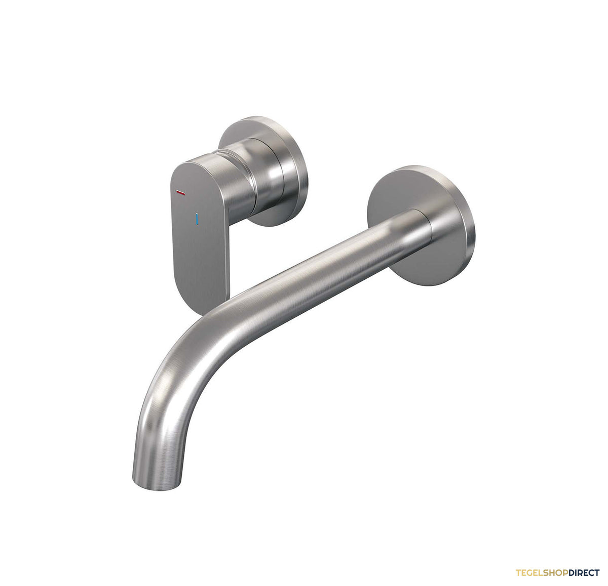Inbouw Wastafelmengkraan Brauer Brushed Edition Coldstart Gebogen Uitloop Platte Hendel Links Geborsteld RVS PVD Met Rozetten