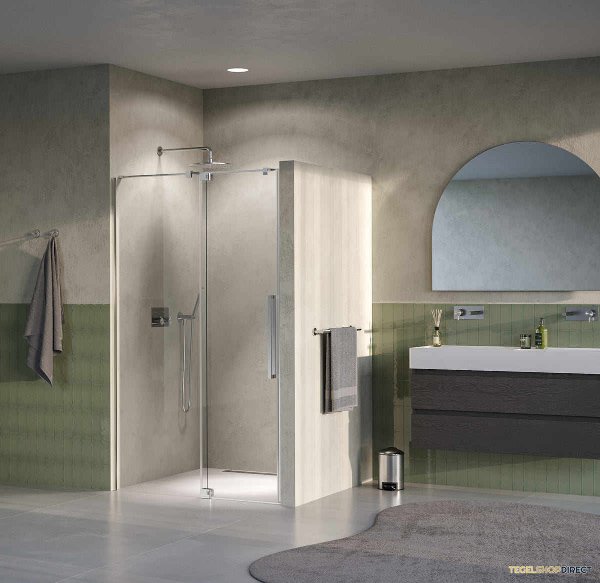 BRAUER Stellar nisdeur 2-delig draaiend helder glas 120x200 omkeerbaar incl. glascoating PVD RVS-kleurig geborsteld – afbeelding 2
