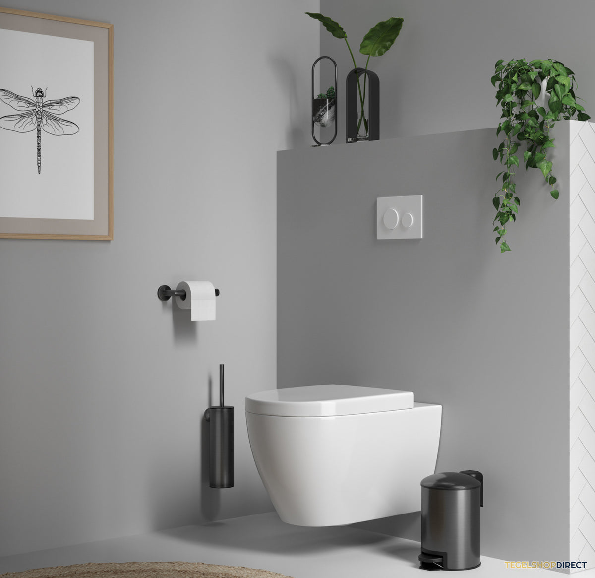 Toiletrolhouder Brauer Gunmetal Wandmontage met PVD coating Geborsteld Gunmetal – afbeelding 3