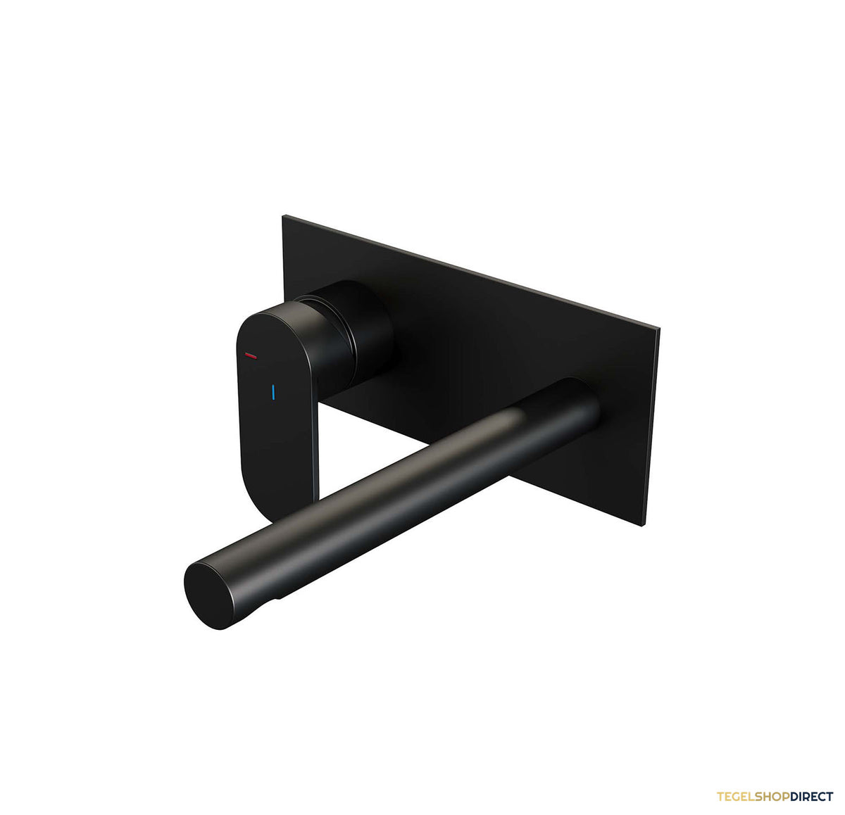 Inbouw Wastafelmengkraan Brauer Black Edition Coldstart Rechte Uitloop Platte Hendel Links Mat Zwart Met Afdekplaat