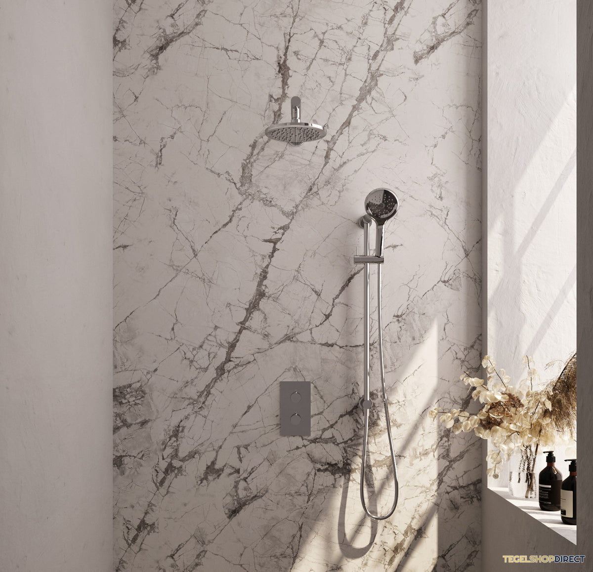 Inbouw Regendouche Set Brauer Chrome Edition Wanduitloop Ronde Hoofddouche 20 cm Met Glijstang en Handdouche 3 Standen
