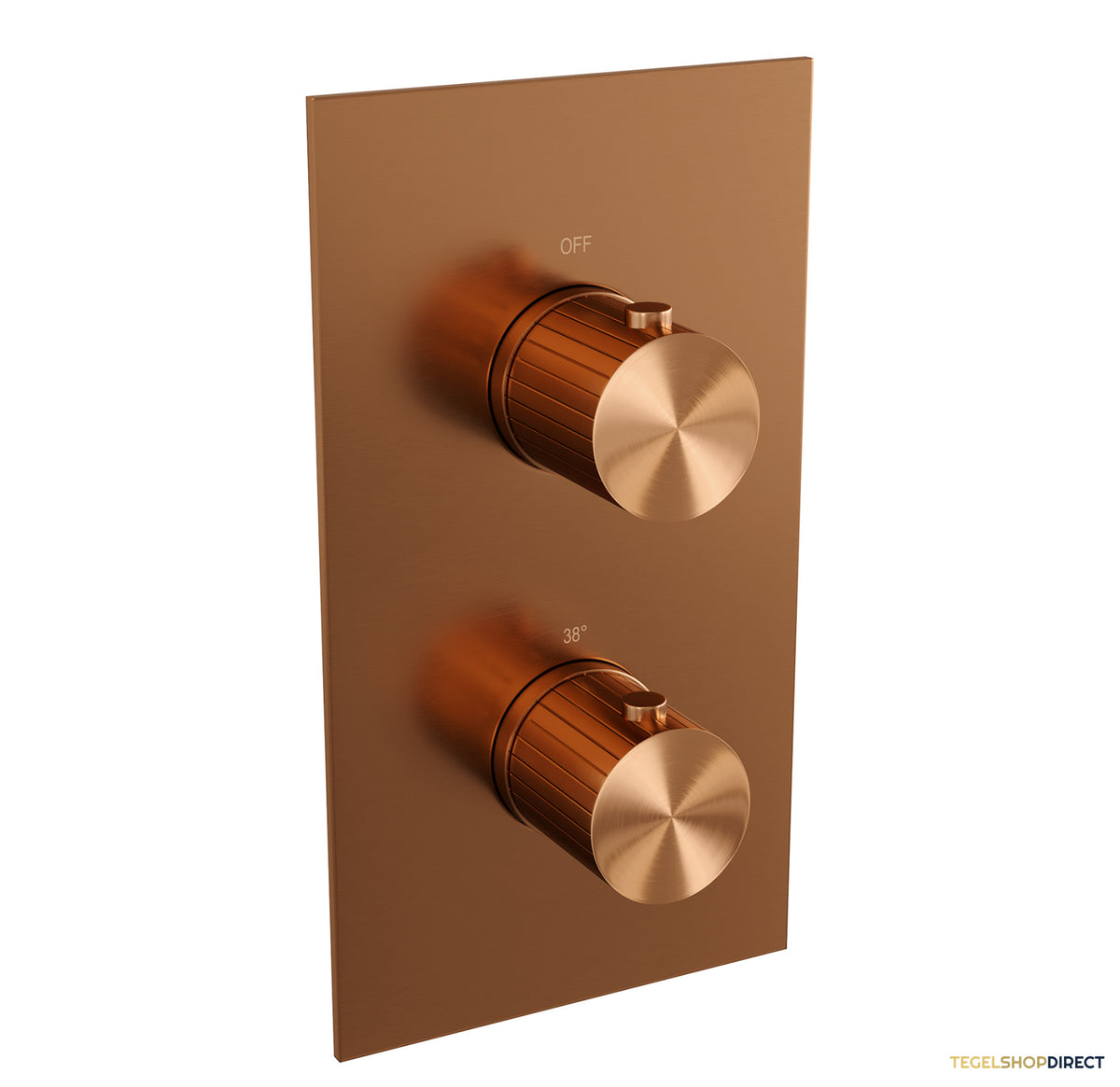 Brauer Stripe thermostatische inbouw regendouche 3-weg rechthoekig SET 23 met 25 cm douchekop en gebogen muurarm en 3-standen handdouche en doucheslang en geintegreerde glijstang koper geborsteld PVD – afbeelding 4
