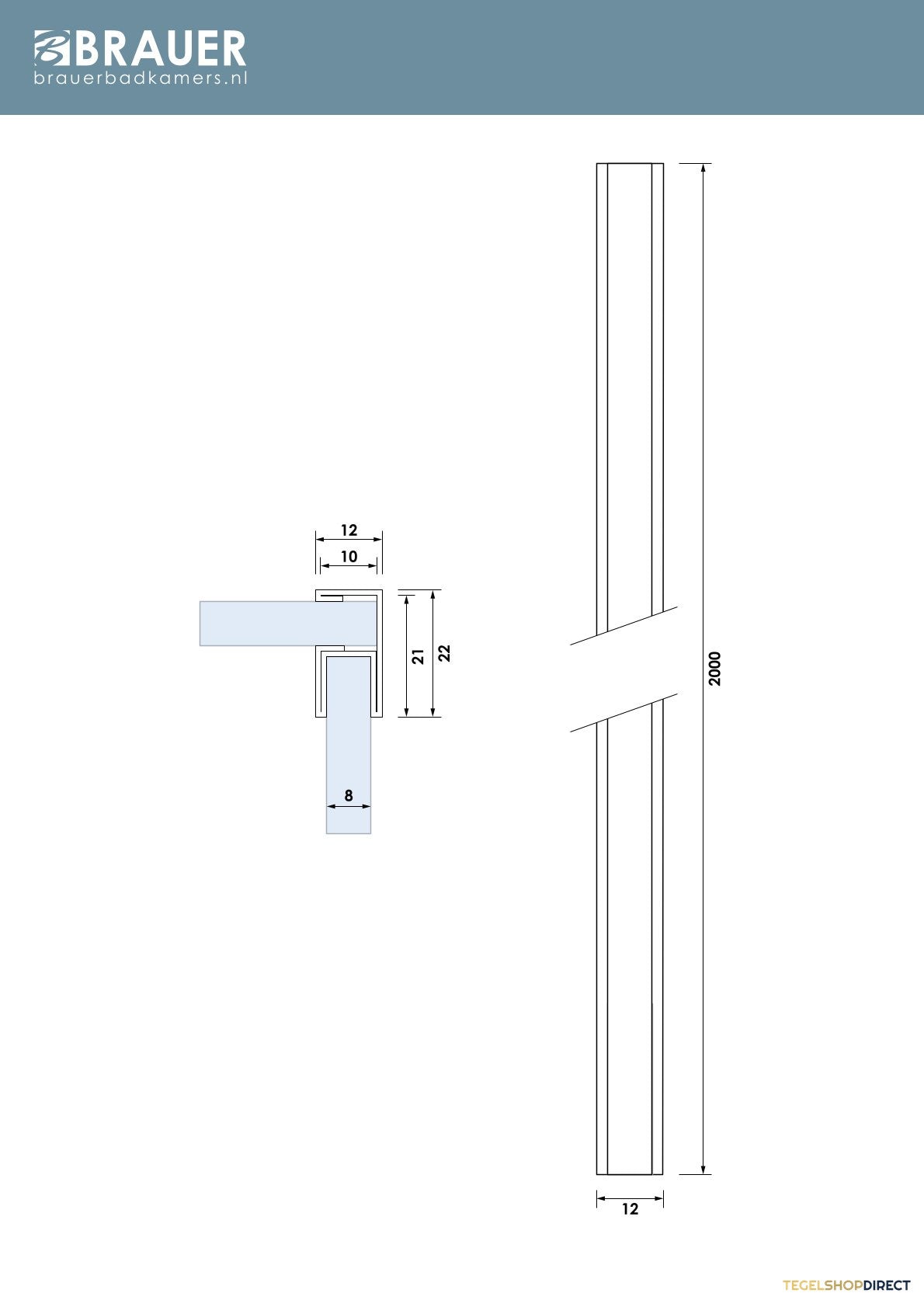 BRAUER Hoekprofiel chroom – afbeelding 2