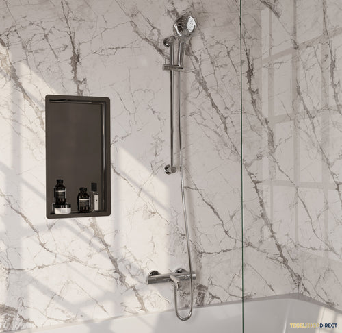 Brauer Stripe opbouw baddouche thermostaatkraan SET 02 met glijstang en 3-standen handdouche en doucheslang chroom