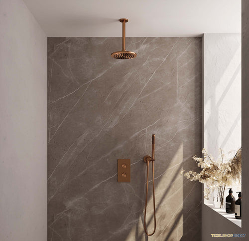 Inbouw Regendouche Set Brauer Copper Edition Plafond Uitloop Ronde Hoofddouche 20 cm Koper
