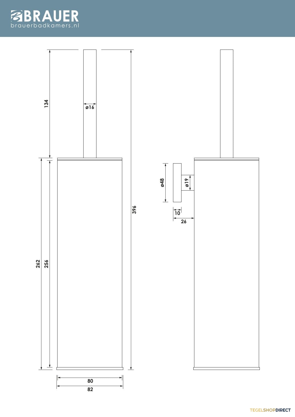 Toiletborstelset Brauer Black Wandmontage met PVD coating Mat Zwart – afbeelding 5