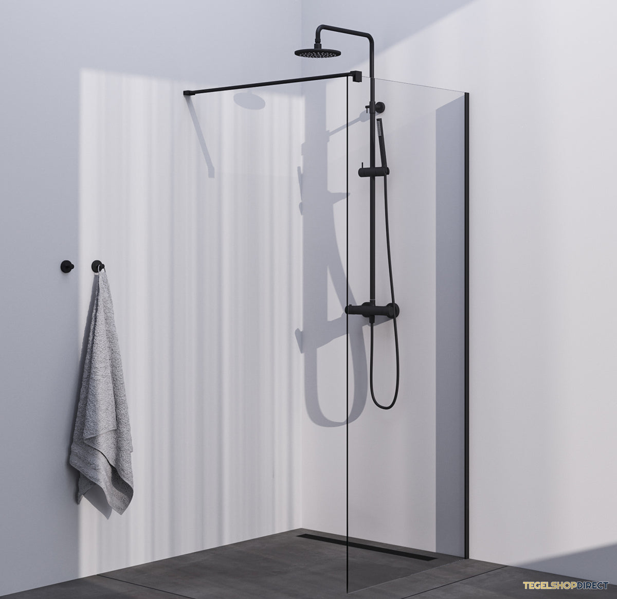BRAUER Season inloopdouche model C helder glas 80x200 incl. glascoating mat zwart