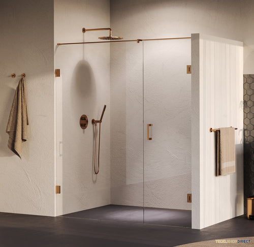 BRAUER Void nisdeur 2-delig helder glas 170x200 omkeerbaar met draaideur 70 aan muur incl. glascoating PVD koper