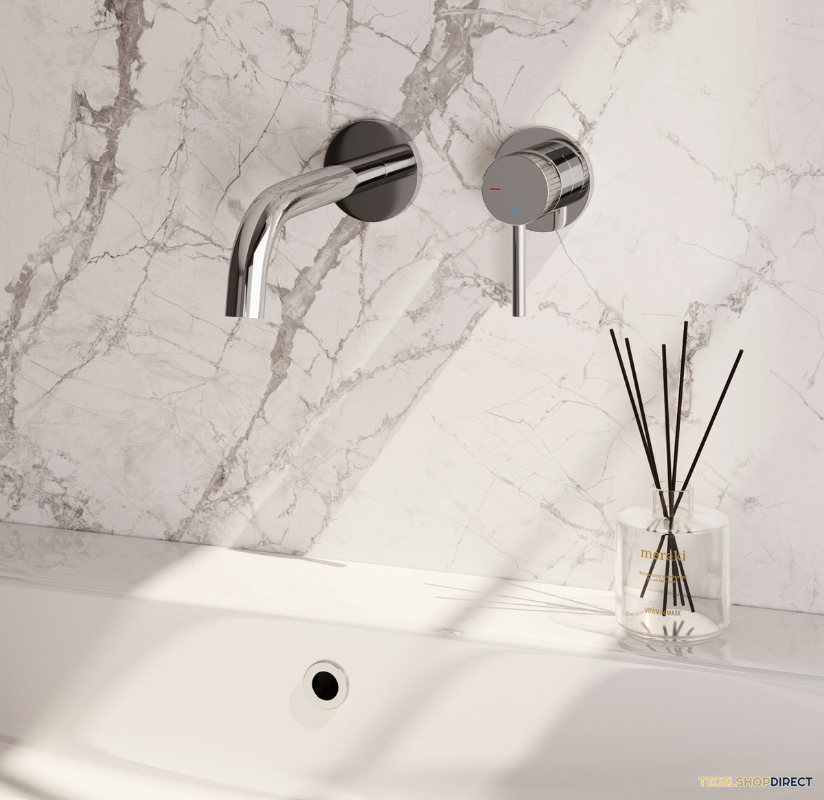 Brauer Stripe inbouw wastafelmengkraan met gebogen uitloop en rozetten model A1 chroom – afbeelding 2
