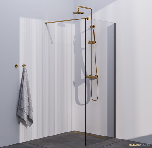 BRAUER Season inloopdouche model C helder glas 90x200 incl. glascoating goud geborsteld