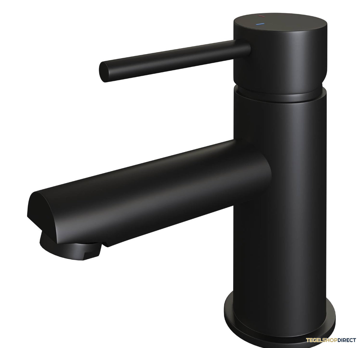 Inbouw Wastafelmengkraan Brauer Black Edition Coldstart Gebogen Uitloop Korte Ronde Hendel Mat Zwart Met Rozetten