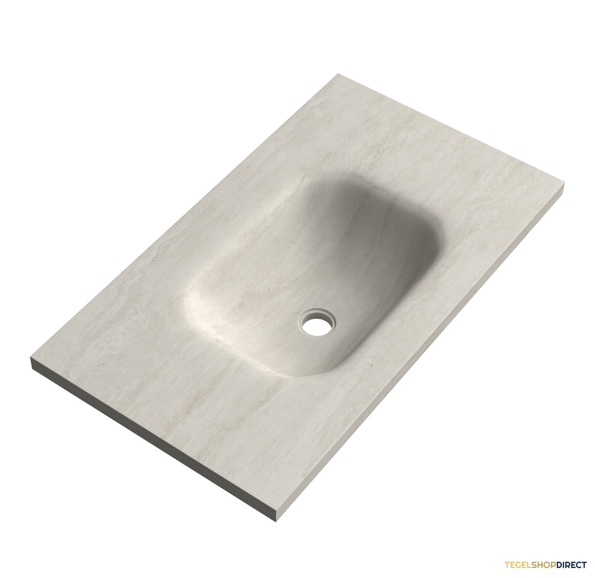 BRAUER Dune Medium wastafel 80 cm met 1 wasbak en 0 kraangaten Sintered Stone Ivory Travertin – afbeelding 4