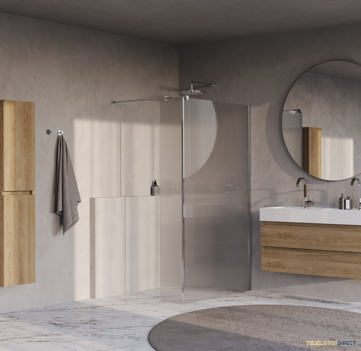 BRAUER Oblivion Flow inloopdouche helder ribbelglas 120x200 met zijwand 30 incl. glascoating chroom – afbeelding 2