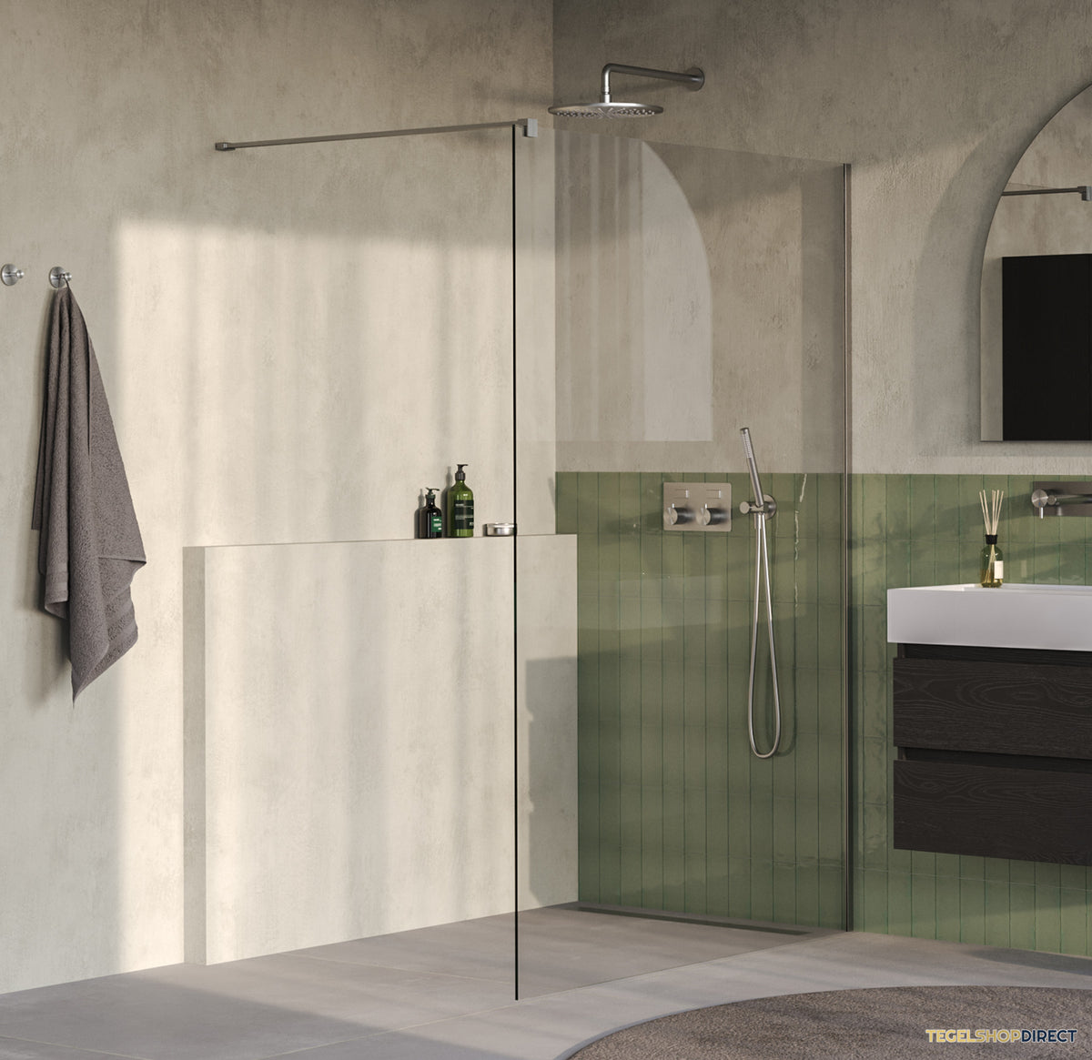 BRAUER Oblivion inloopdouche helder glas 130x200 incl. glascoating PVD RVS-kleurig geborsteld