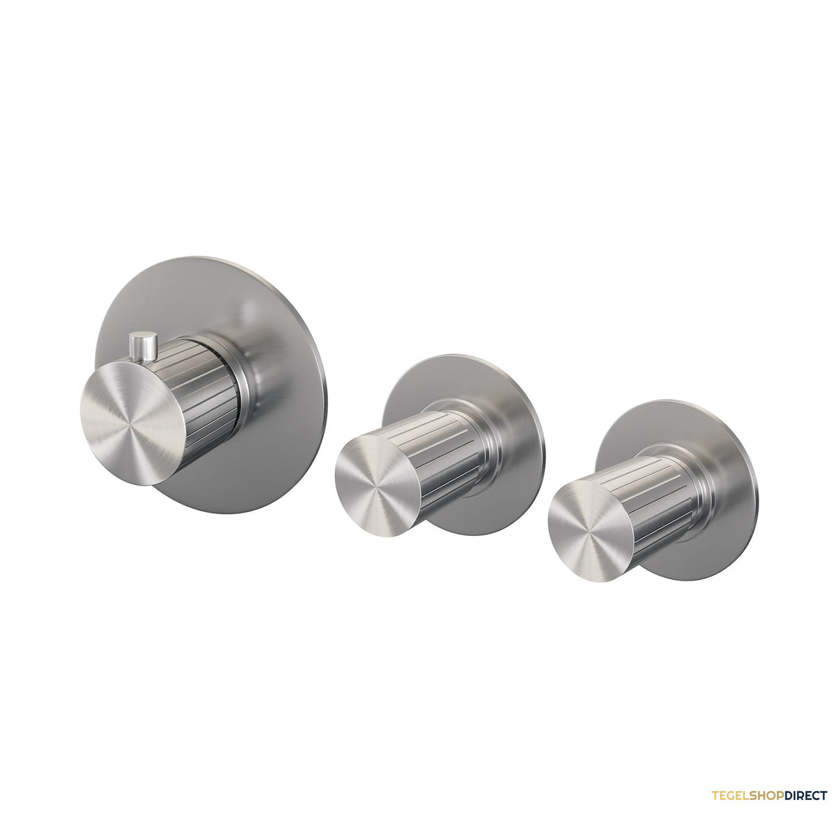 Brauer Stripe thermostatische inbouw badkraan SET 02 met badvulcombinatie en 3-standen handdouche en doucheslang en wandaansluitbocht RVS-kleurig geborsteld PVD – afbeelding 3