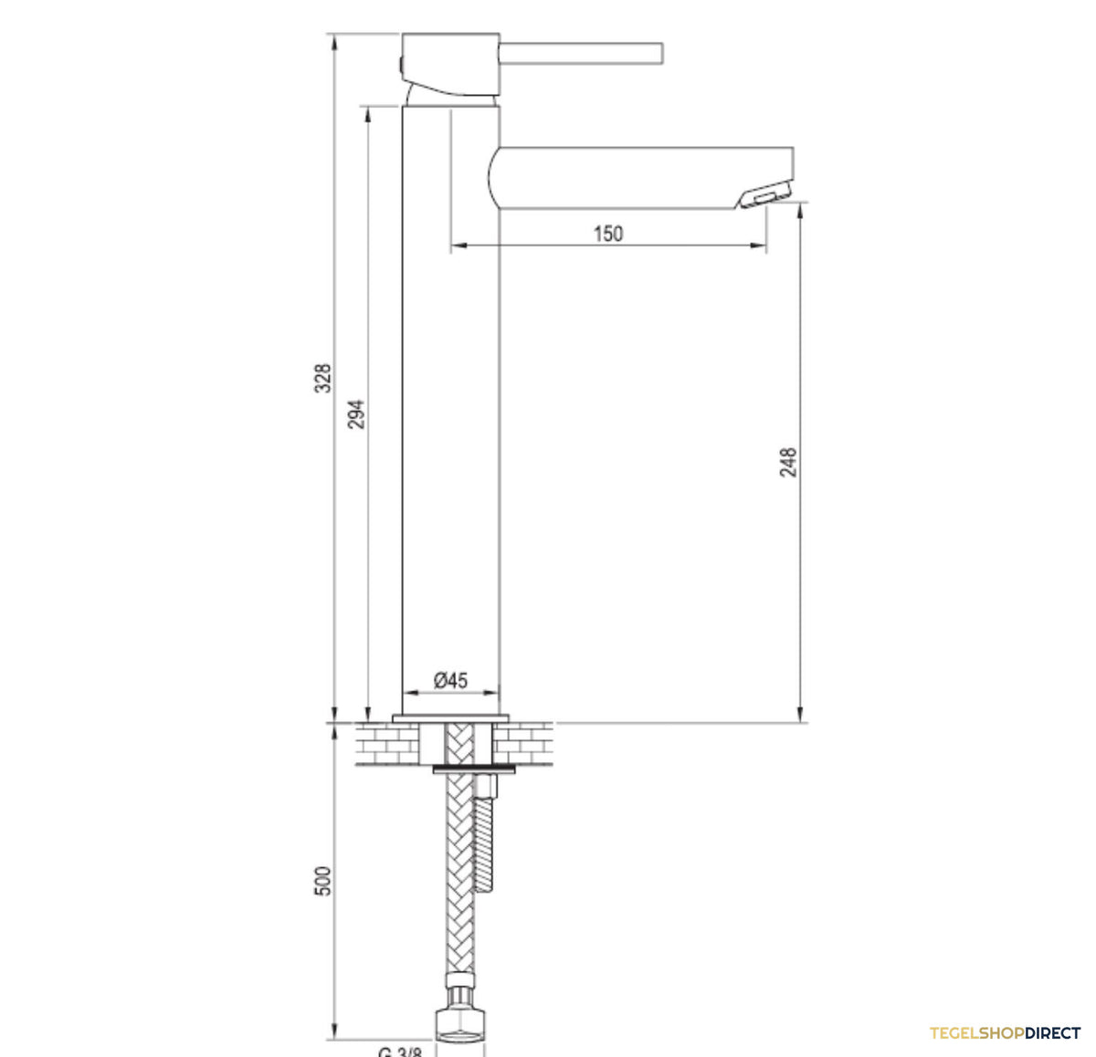 Wastafelmengkraan Brauer Gunmetal Edition Coldstart Opbouw Hoog Korte Platte Hendel Geborsteld Gunmetal PVD – afbeelding 4