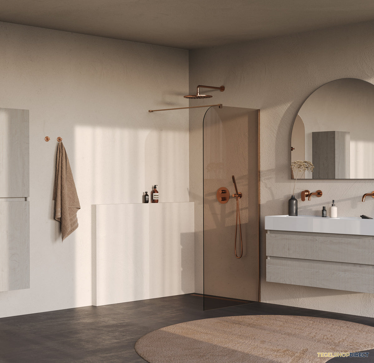 BRAUER Orion inloopdouche brons glas 90x200 incl. glascoating Geborsteld Koper PVD – afbeelding 2
