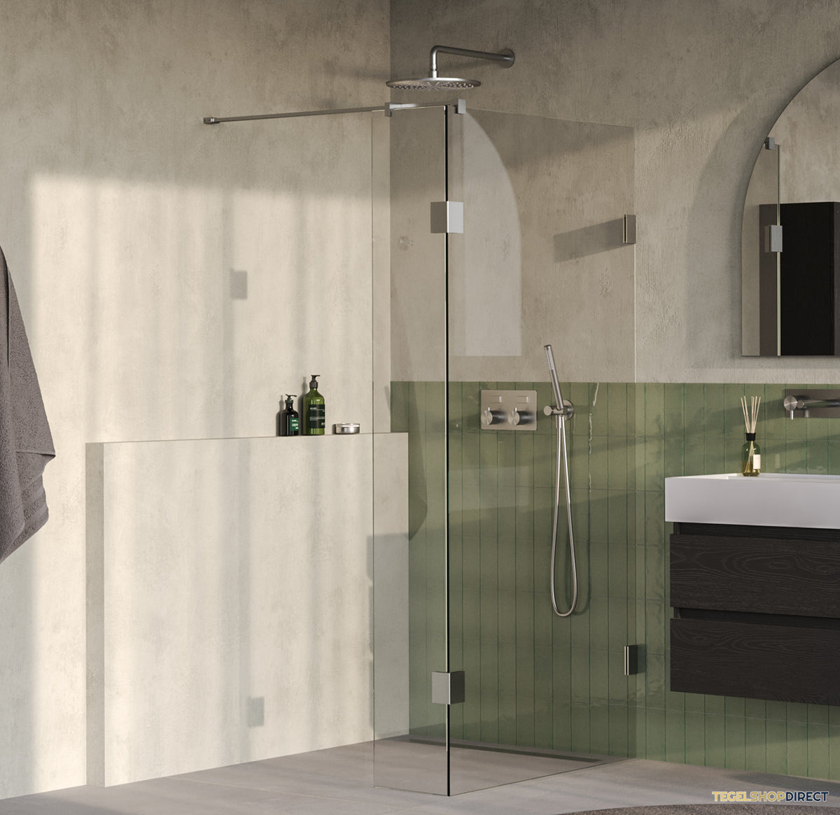 BRAUER Void inloopdouche helder glas 90x200 met 40 zijwand incl. glascoating PVD RVS-kleurig geborsteld