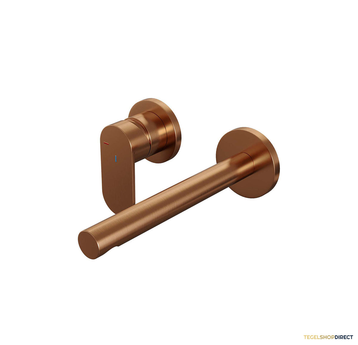 Inbouw Wastafelmengkraan Brauer Copper Edition Coldstart Rechte Uitloop Platte Hendel Links Geborsteld Koper PVD Met Rozetten