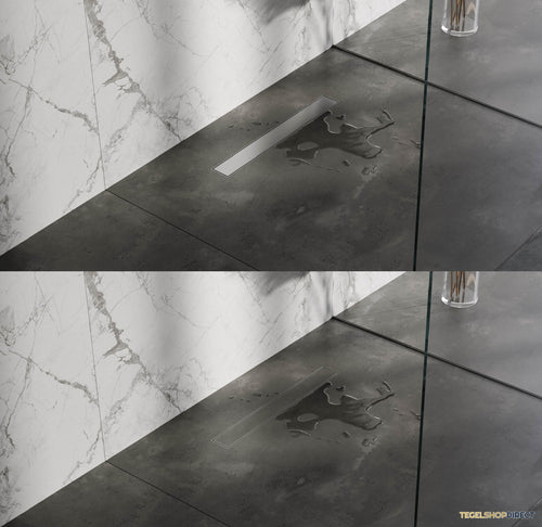 Douchegoot Brauer Zero RVS Inclusief Vloerflens 60x7 cm Tegelinlegrooster Omkeerbaar