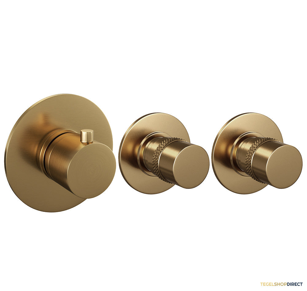 Badkraan Inbouw Set Brauer Gold Edition Thermostatisch met Uitloop en Handdouche 3-Standen Geborsteld Goud – afbeelding 3