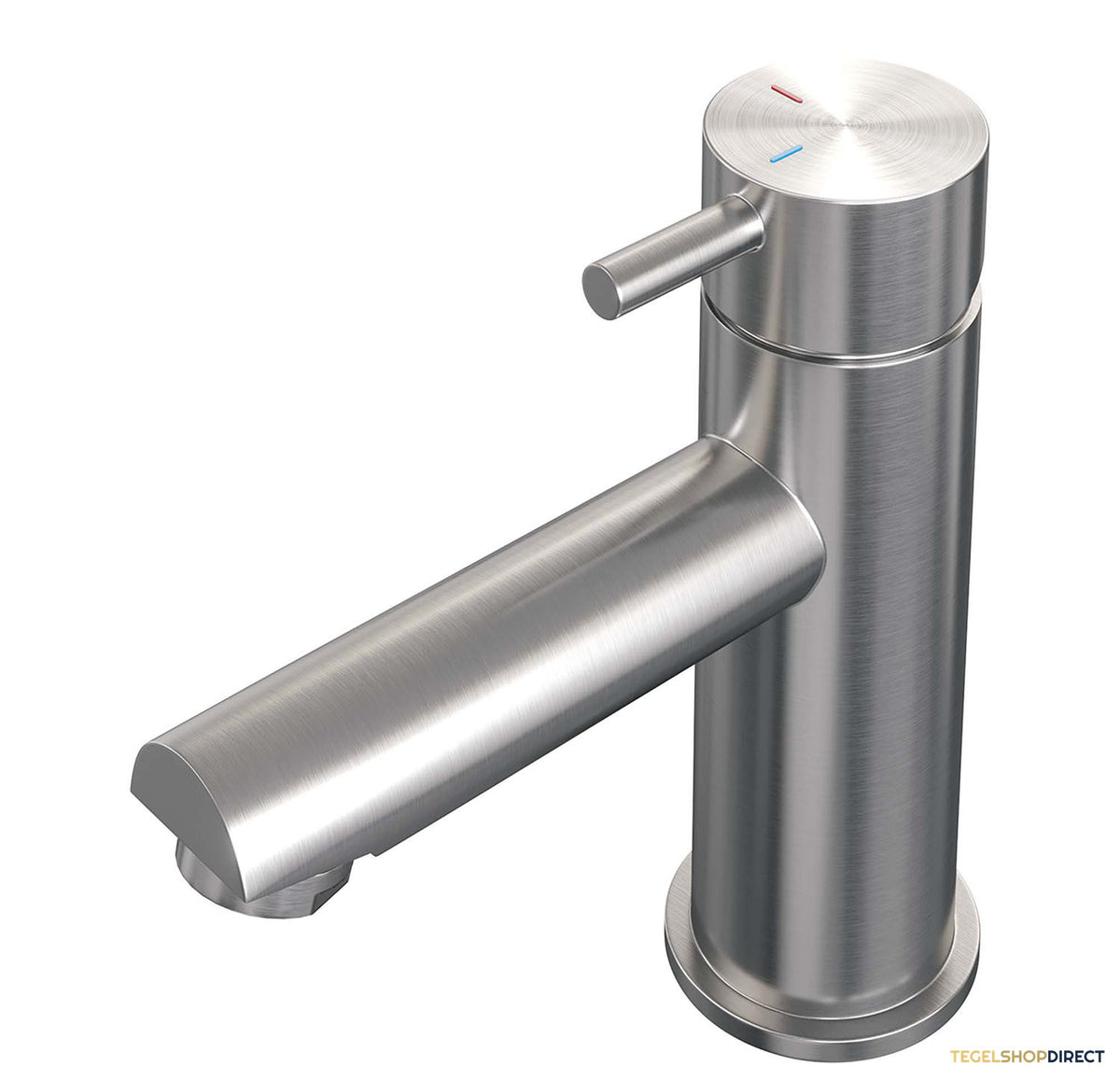 Wastafelmengkraan Brauer Brushed Edition Coldstart Opbouw Laag Korte Ronde Hendel Geborsteld RVS PVD
