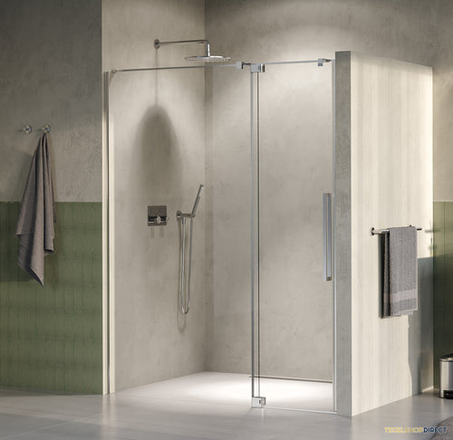 BRAUER Stellar nisdeur 2-delig draaiend helder glas 140x200 omkeerbaar incl. glascoating PVD RVS-kleurig geborsteld