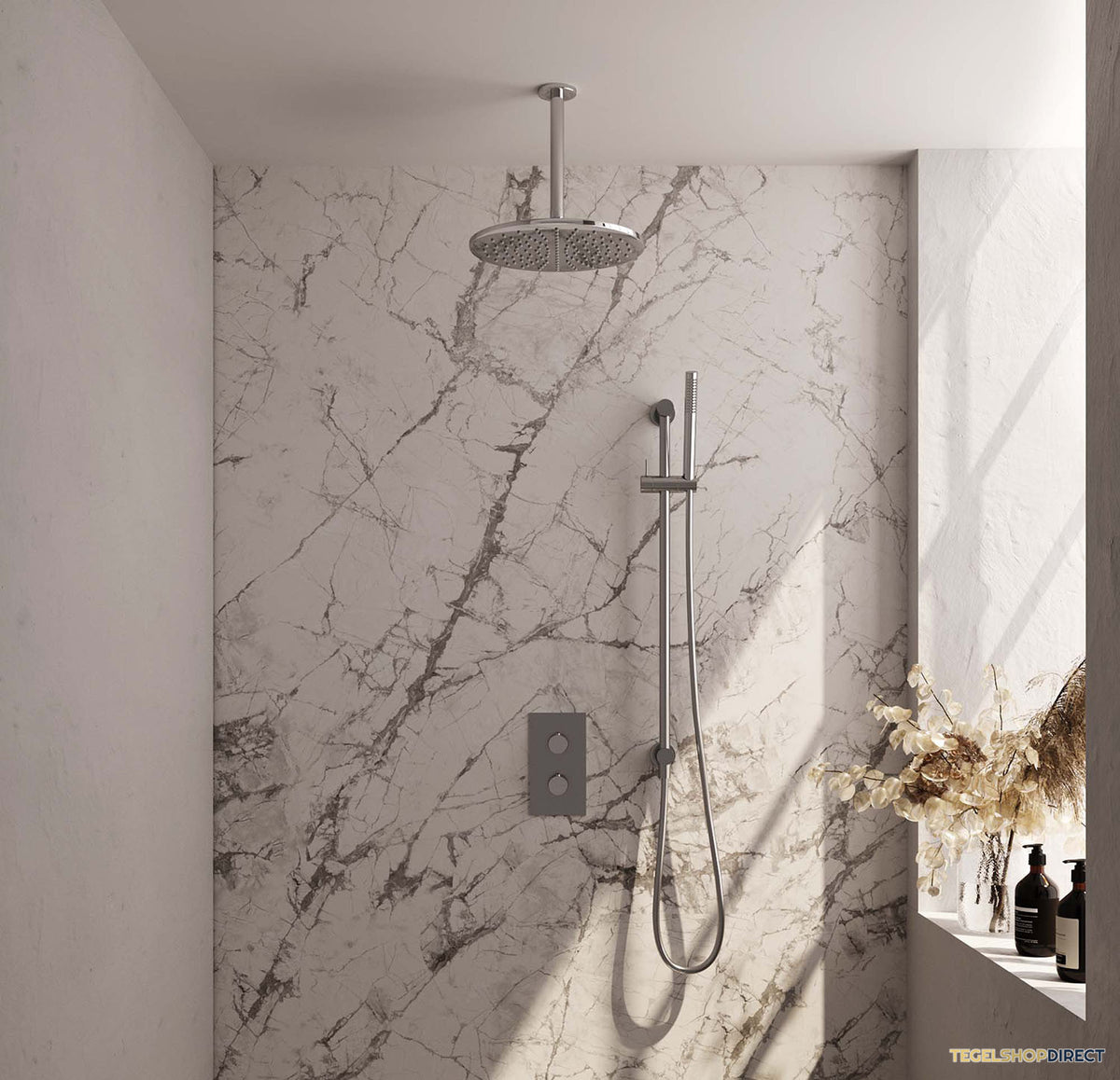 Inbouw Regendouche Set Brauer Chrome Edition Plafond Uitloop Ronde Hoofddouche 30 cm Met Glijstang