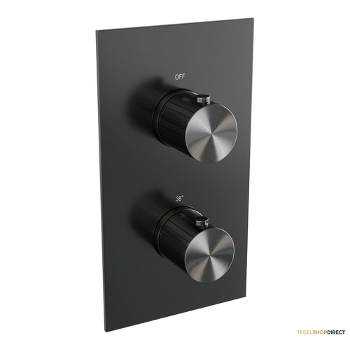 Brauer Stripe 3-weg inbouwthermostaat rechthoekig met in- en afbouwdelen gunmetal geborsteld PVD