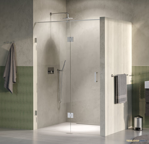 BRAUER Void nisdeur 2-delig helder glas 130x200 omkeerbaar met draaideur 60 aan glas incl. glascoating PVD RVS-kleurig