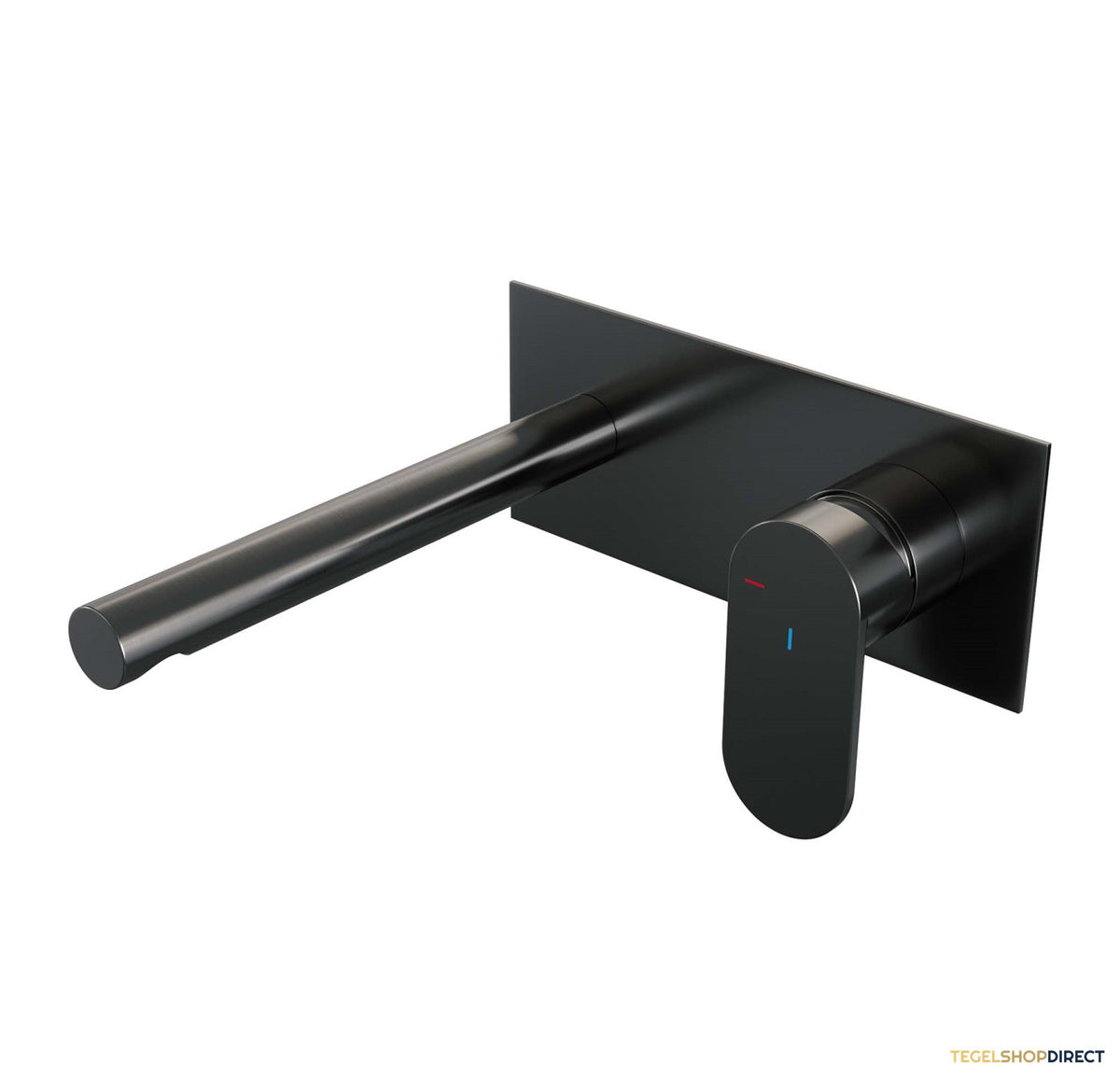 Inbouw Wastafelmengkraan Brauer Gunmetal Edition Coldstart Rechte Uitloop Platte Hendel Rechts Geborsteld Gunmetal PVD Met Afdekplaat