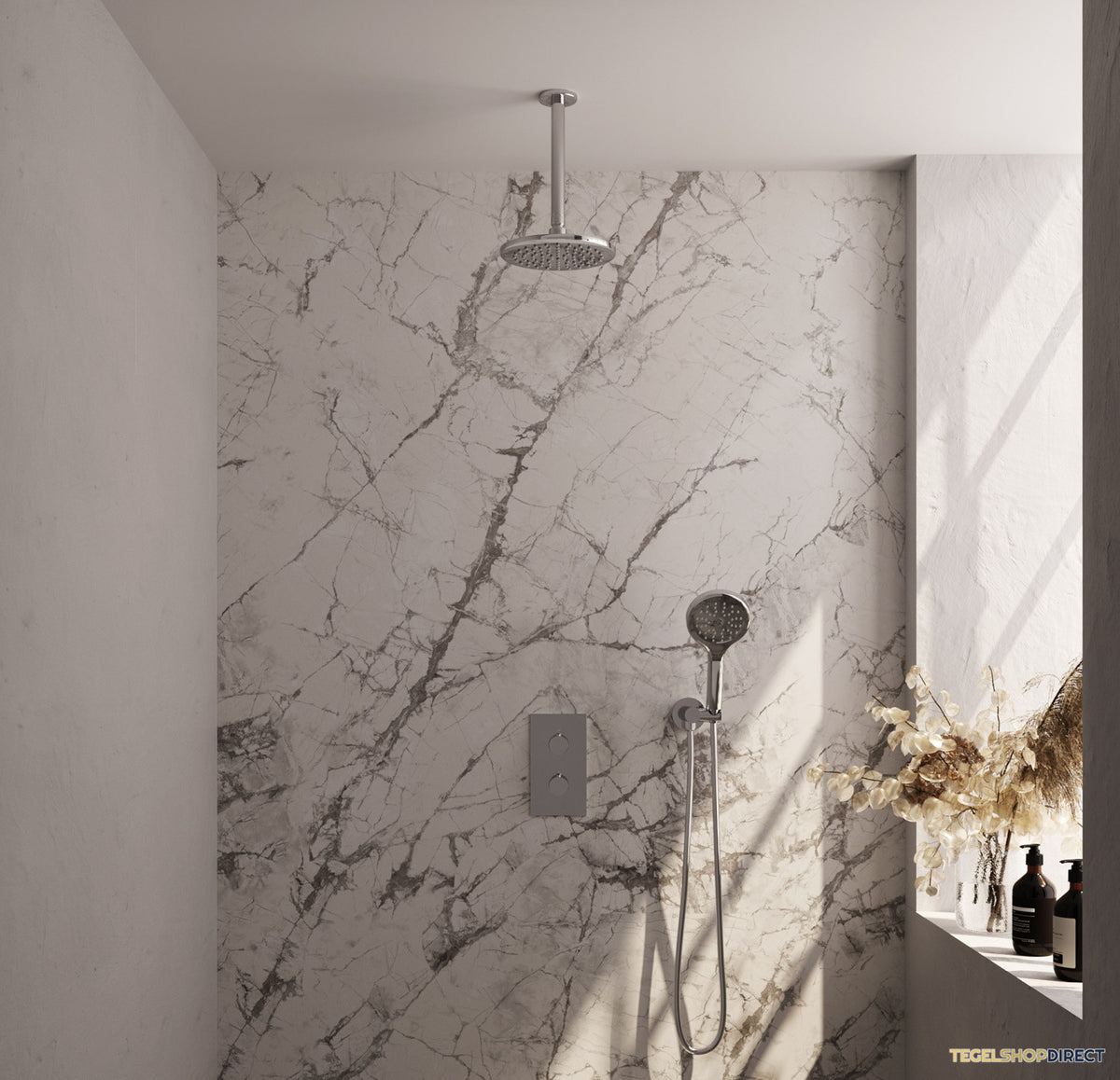 Inbouw Regendouche Set Brauer Chrome Edition Plafond Uitloop Ronde Hoofddouche 20 cm Met Handdouche 3 Standen